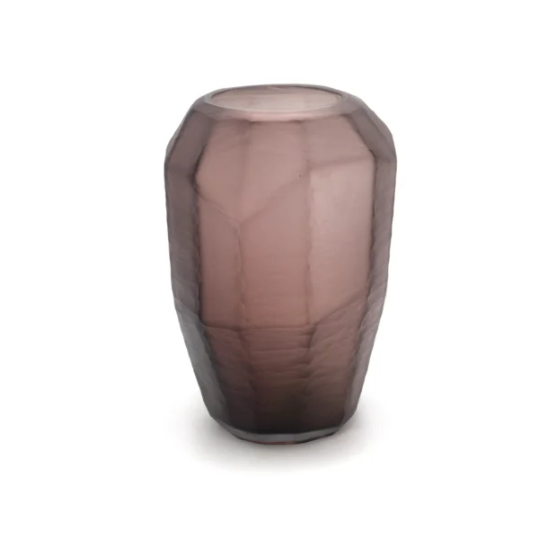 Vaso Poliedro Rosa Antico - Vaso in Vetro Sfaccettato Svasato