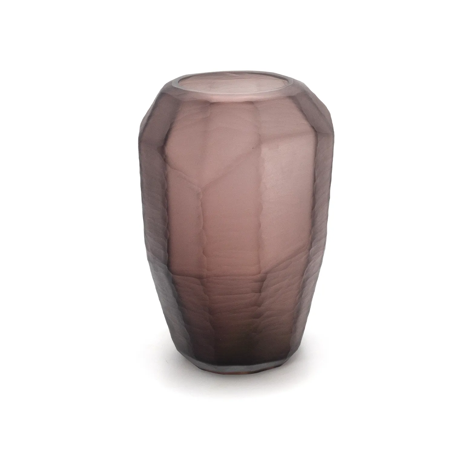 Vaso Poliedro Rosa Antico - Vaso in Vetro Sfaccettato Svasato